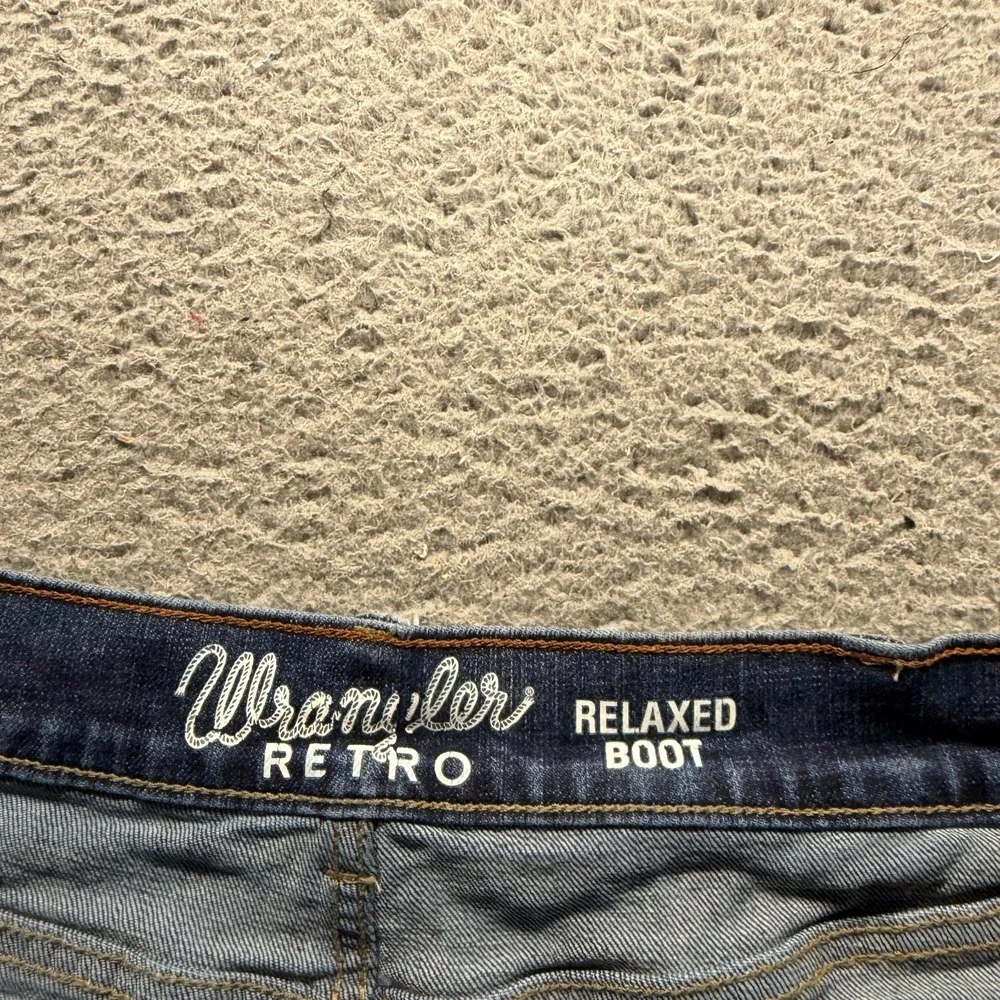 Wrangler Retro Jeans Mens 36x32 Blue Cotton Denim Bootcut Relaxed Faded Stretch